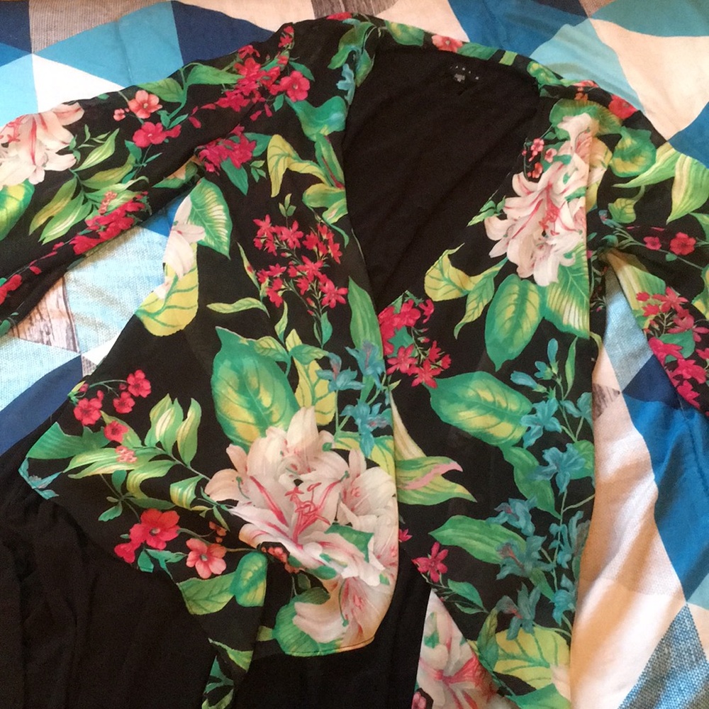 Black dress with A floral vest
